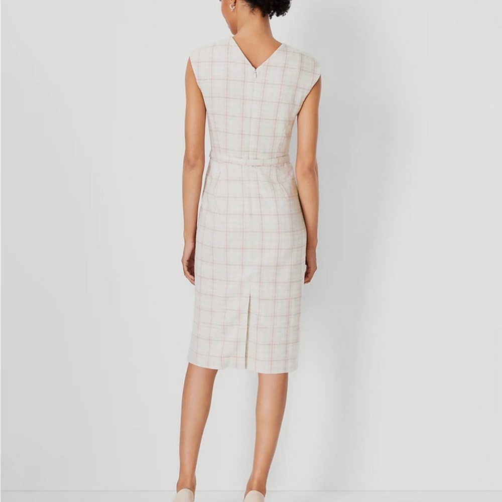 Ann Taylor beige and pink plaid midi dress - Picture 2 of 10